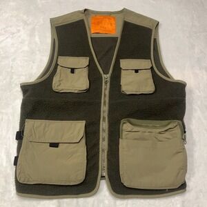 Urban Outfitters Fleece Utility Vest Men's Small Green Colorblock Cargo Pockets